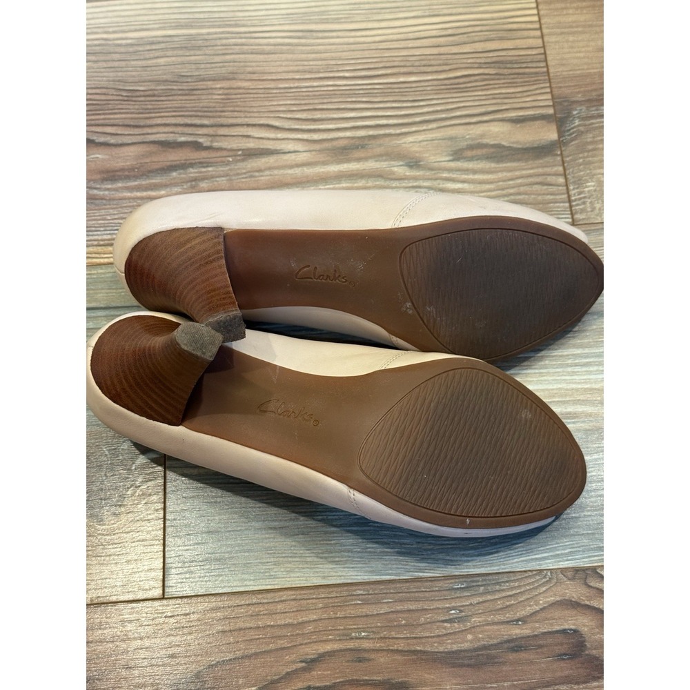 Clark's 8.5W Florine Kona Nude Pink Leather Heels - Picture 7 of 8